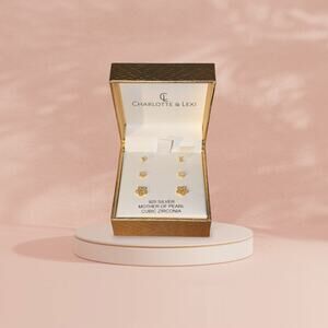 Charlotte & Lexi 925 Silver Butterfly Stud Earrings Mother of Pearl CZ New